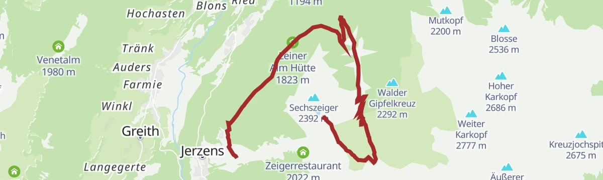 Route map: Bergstation Doppelsesselbahn - Wennerberg - Talstation